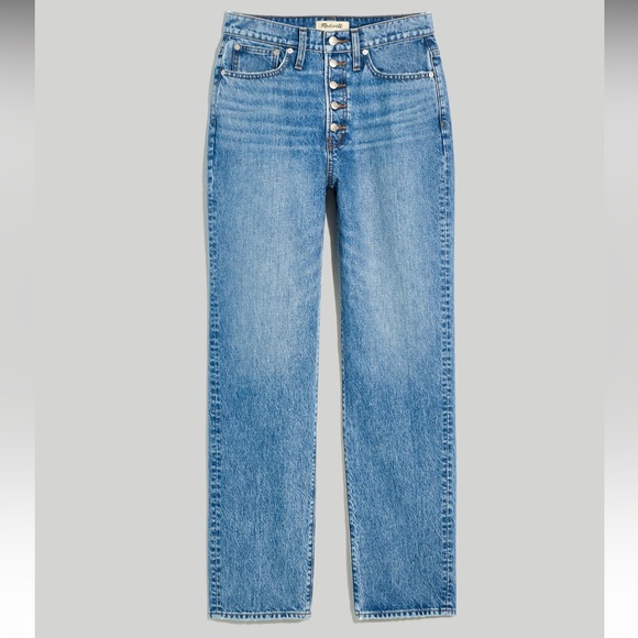 Madewell The Perfect Vintage Straight Jean in Delafield Wash: Button-Fly Edition - Picture 8 of 14